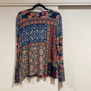 Johnny Was Patchwork Favorite Long Sleeve Crewneck Tee